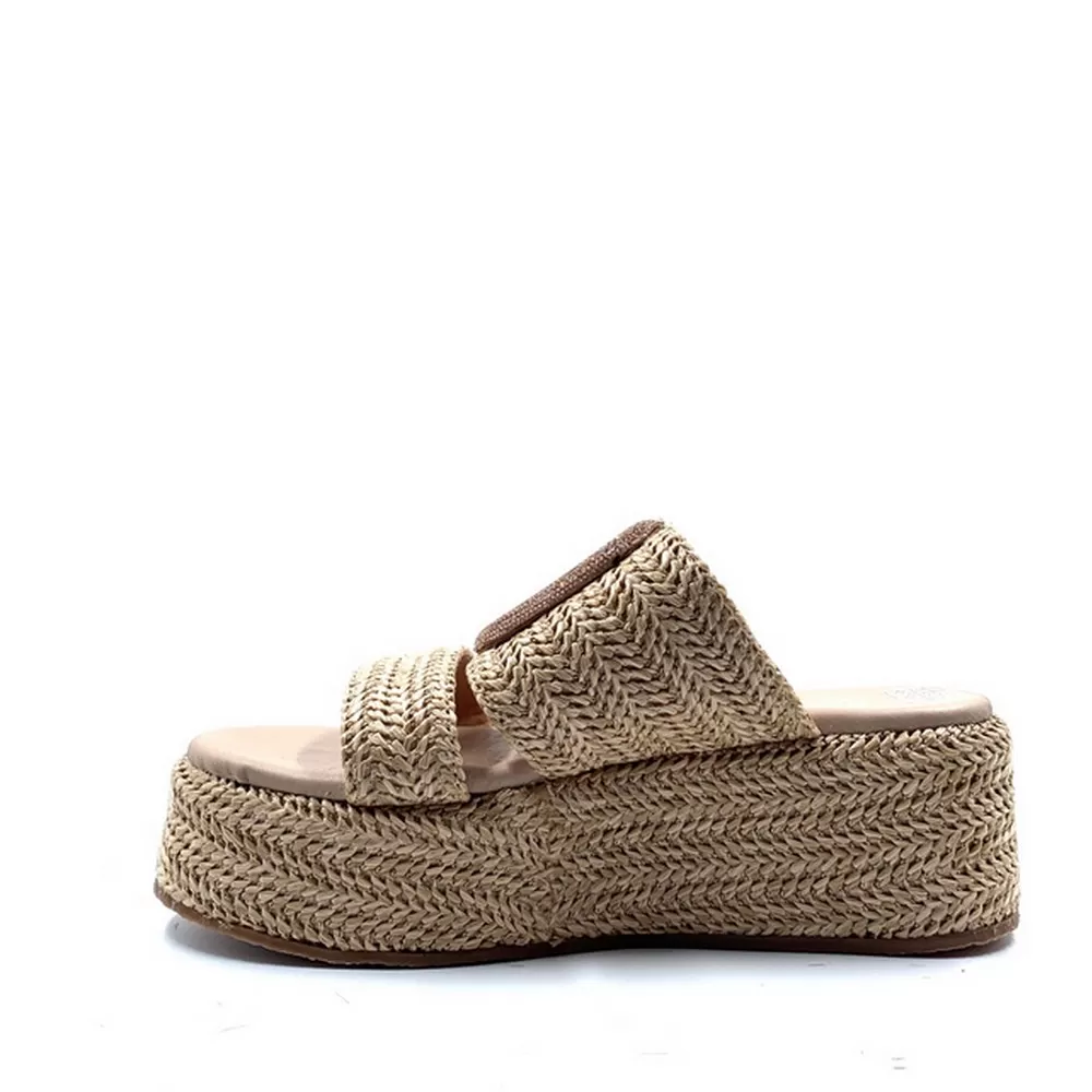 Γυναικεία Σανδάλια Ψάθα Δέρμα 2422 05 Beige