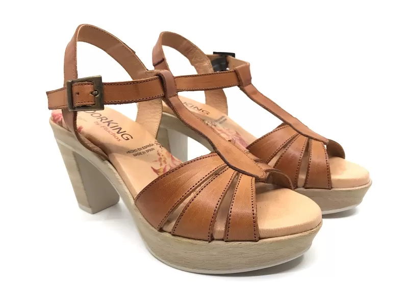 Γυναικεία Πέδιλα D8164 Δερμάτινα-Ταμπά