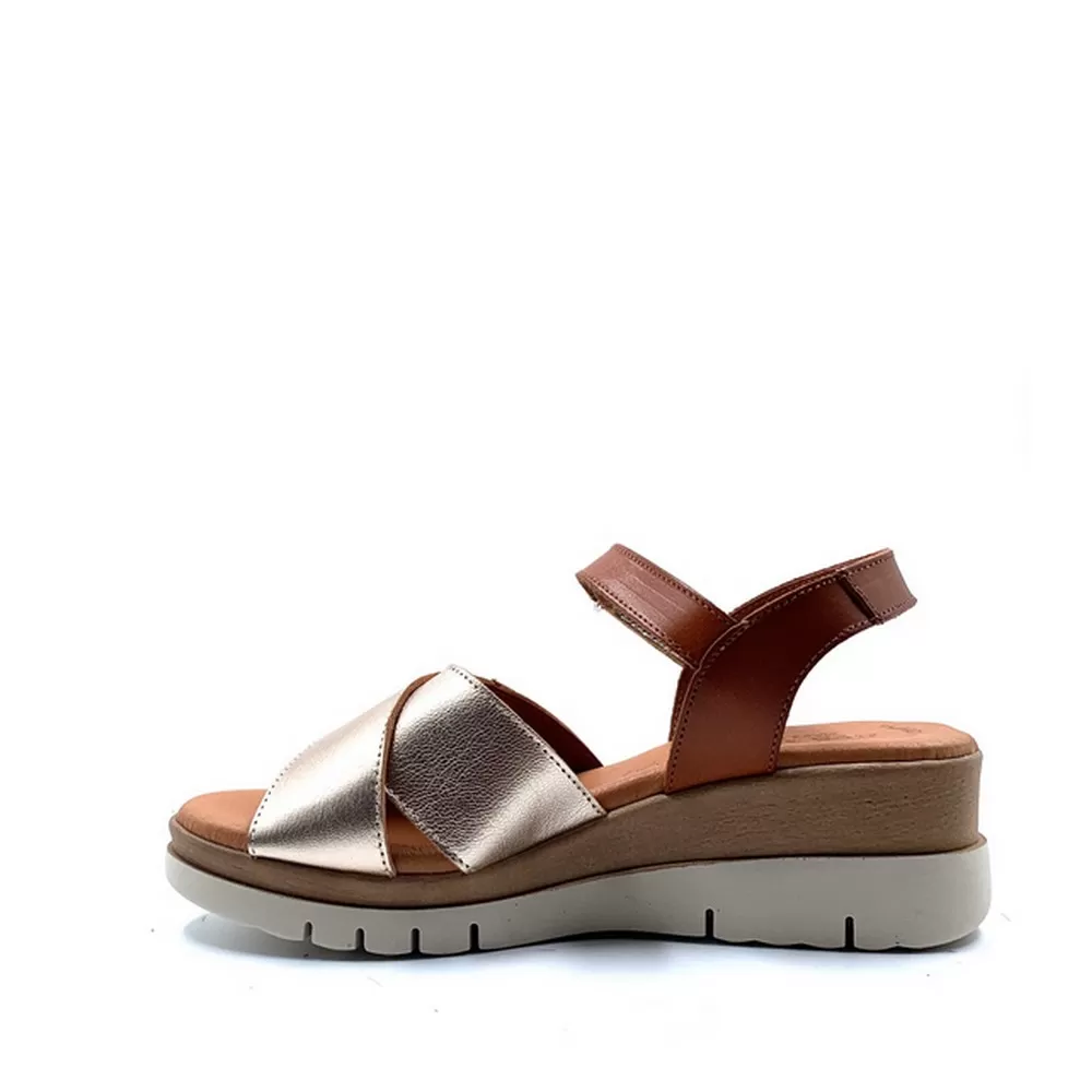 Γυναικείες Πλατφόρμες 5484 Cuero Diana Oro Ταμπά Χρυσό Πλατίνας