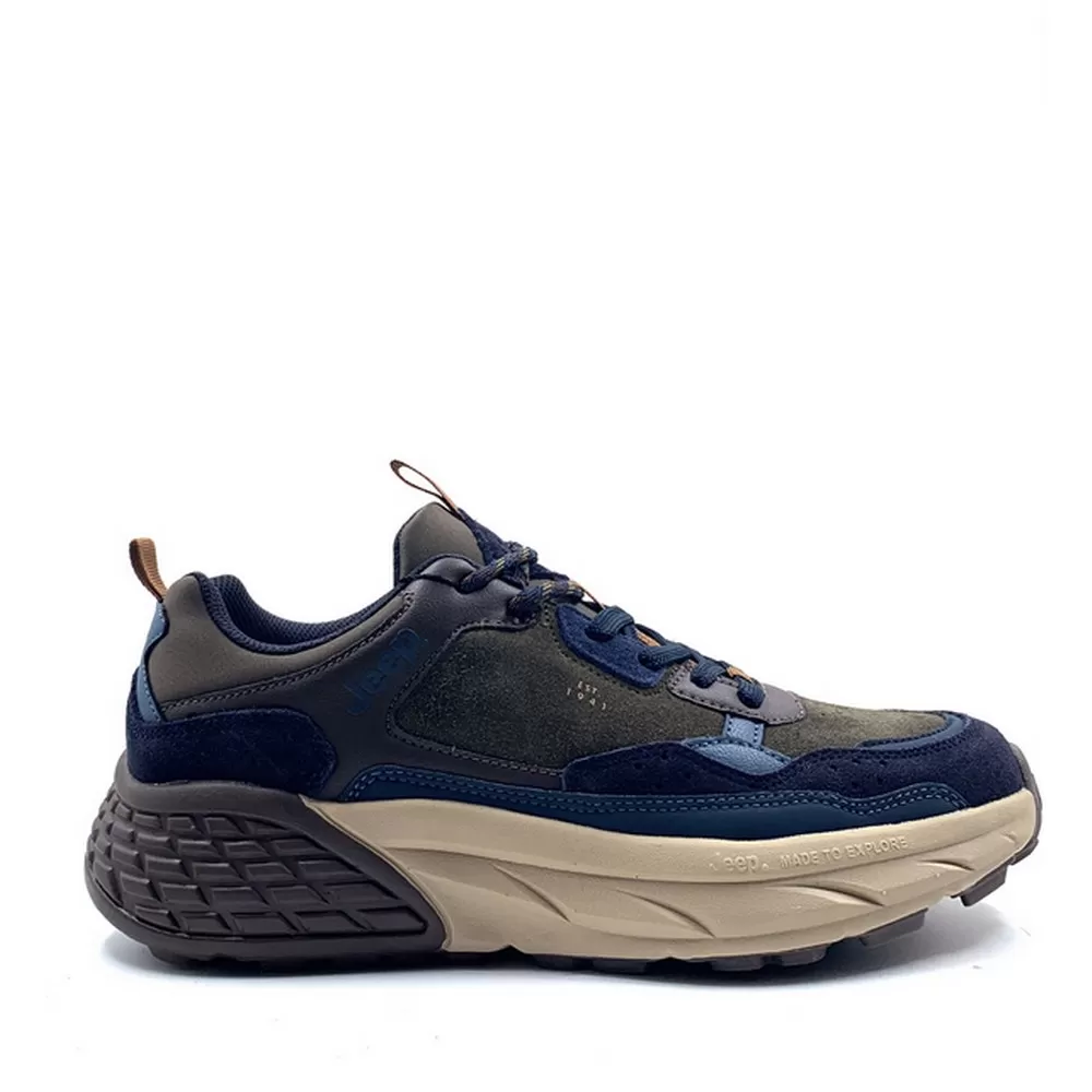 Ανδρικά Sneakers Groove Jm52070a Δέρμα Μπλε-Χακί  Καστόρι