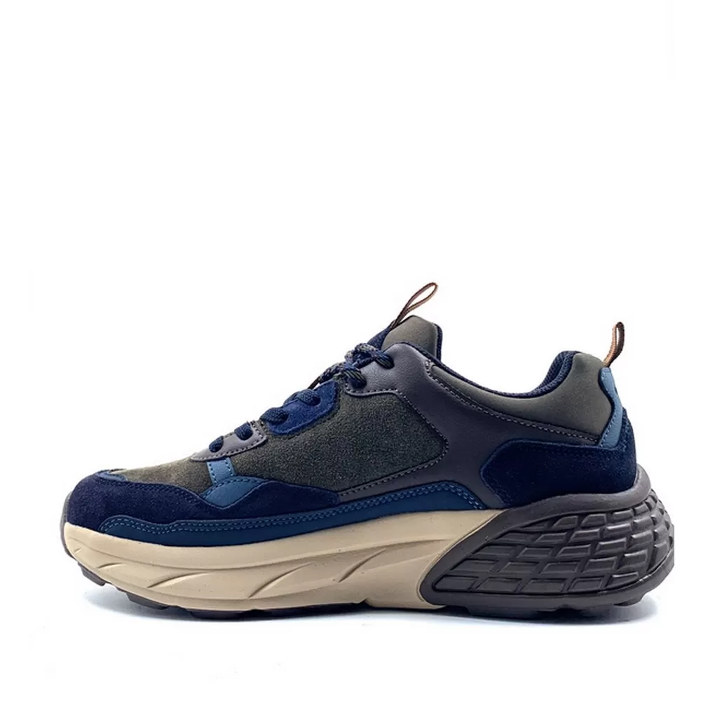 Ανδρικά Sneakers Groove Jm52070a Δέρμα Μπλε-Χακί  Καστόρι