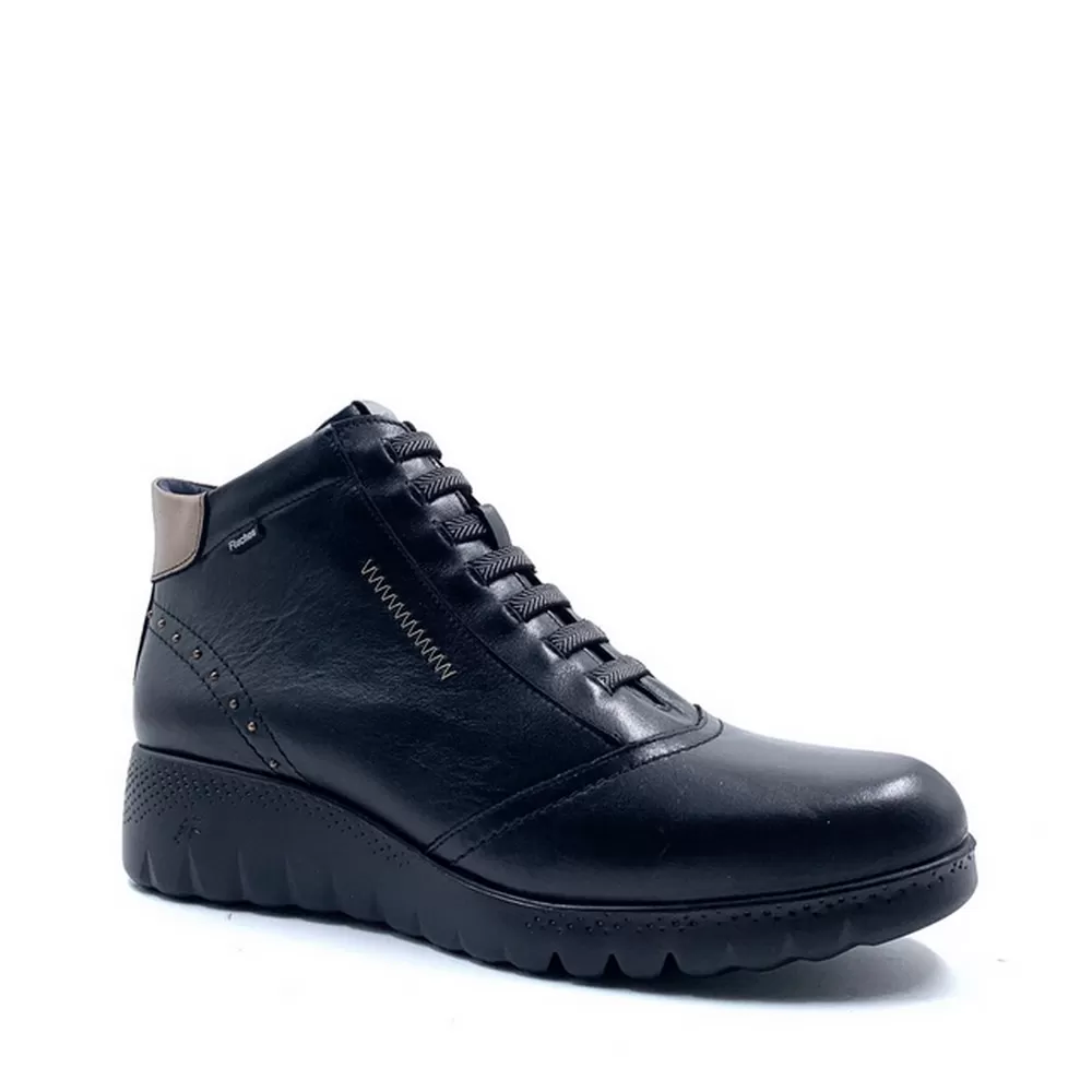 Γυναικεία Μποτάκια Ανατομικά Live F2246 Negro σε Μαύρο με ελαστικά Κορδόνια