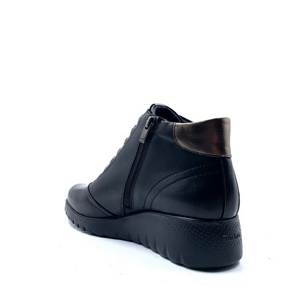 Γυναικεία Μποτάκια Ανατομικά Live F2246 Negro σε Μαύρο με ελαστικά Κορδόνια