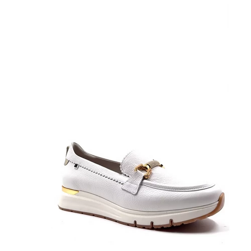 Γυναικεία Ανατομικά  Δερμάτινα Loafers D9655 Blanco Platino