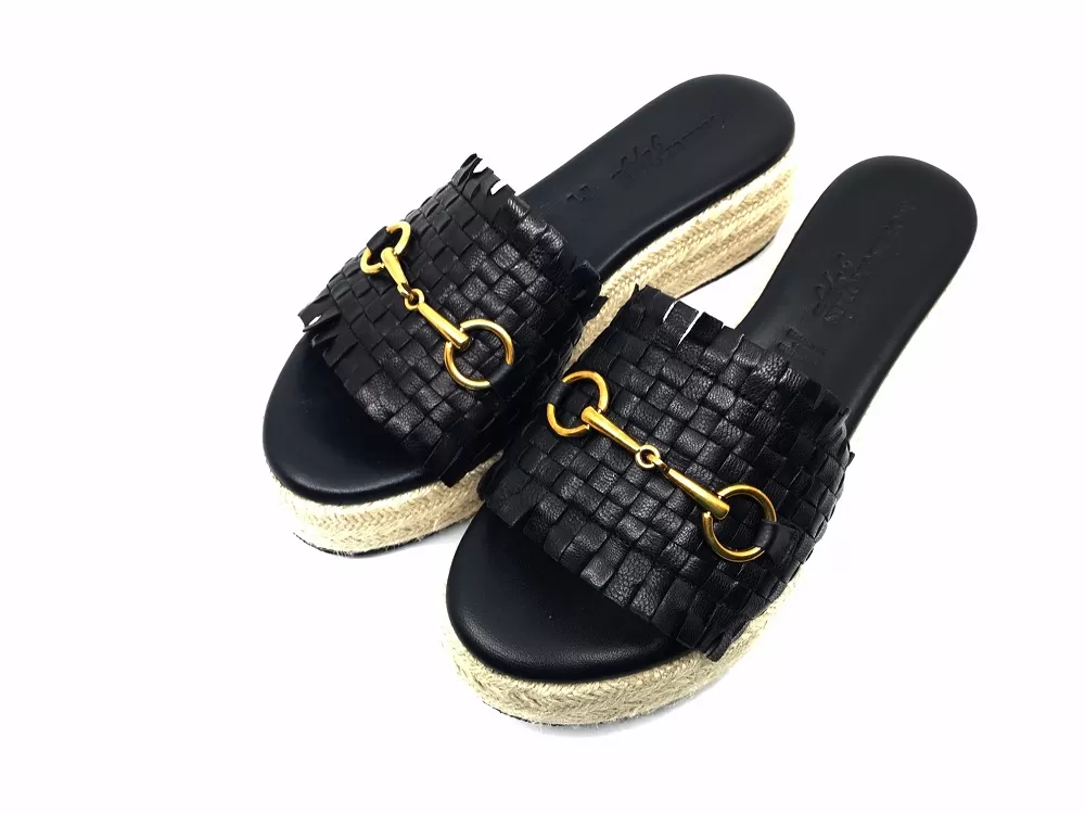 Γυναικείες Πλατφόρμες KOMIS-KOMIS kk82 Δερμάτινες σε Μαύρο Χρωματισμό με πιέτες